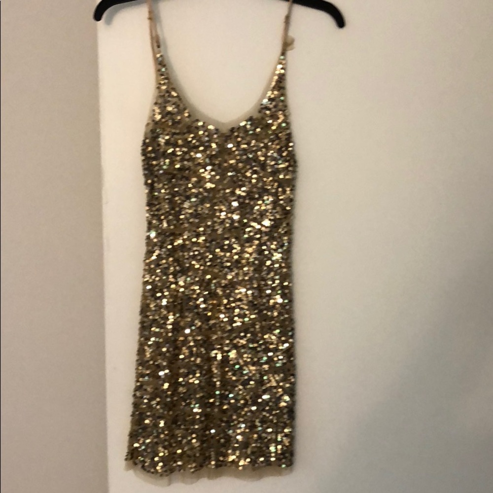 Gold sequin party dress